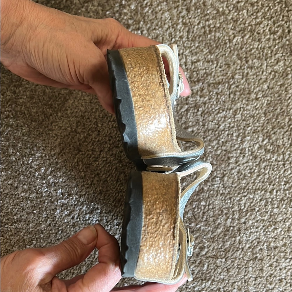 Birkenstock Cream Sandals with Cork Footbed - Picture 4 of 4